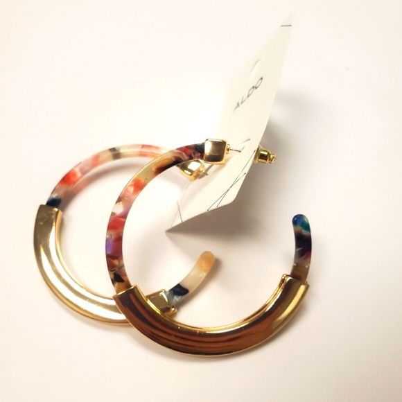 Aldo Gold Tone Hoop Earrings - Picture 2 of 6